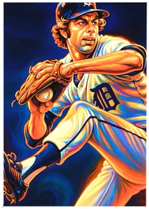 MARK FIDRYCH * Tigres de Detroit * Divertido ACEO * ARTE DE FÚTBOL * Tarjeta de arte * ATC - Imagen 1 de 2