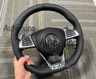 AMG Full Leather Steering Wheel For Mercedes-Benz GLE W204 CLS G63 Old to New Foto 1 de 4