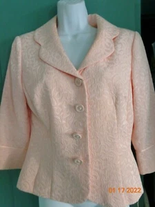 MAGGY LONDON rosa geprägte Seide Jacke, Größe 8 - Bild 1 von 5