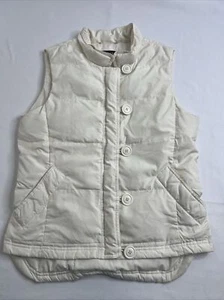 Womens Off White Puffer Vest by J Crew Size Small Pockets - Picture 1 of 6