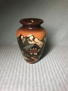 Vintage 5” Black Forest Hand-carved Hand-painted Wood Vase Made In Germany EC - Picture 1 of 3