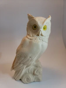 Hand Carved Horned Owl Statue Bonded Marble Signed A. Giannelli  Italy 7.25" - Picture 1 of 6