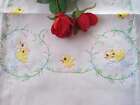 Chic Country Style Yellow Duck Embroidery Cotton White Table Cloth