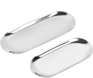 Bandeja ovalada para servir postre almacenamiento de metal para anillo de joyería acero inoxidable - Imagen 1 de 14