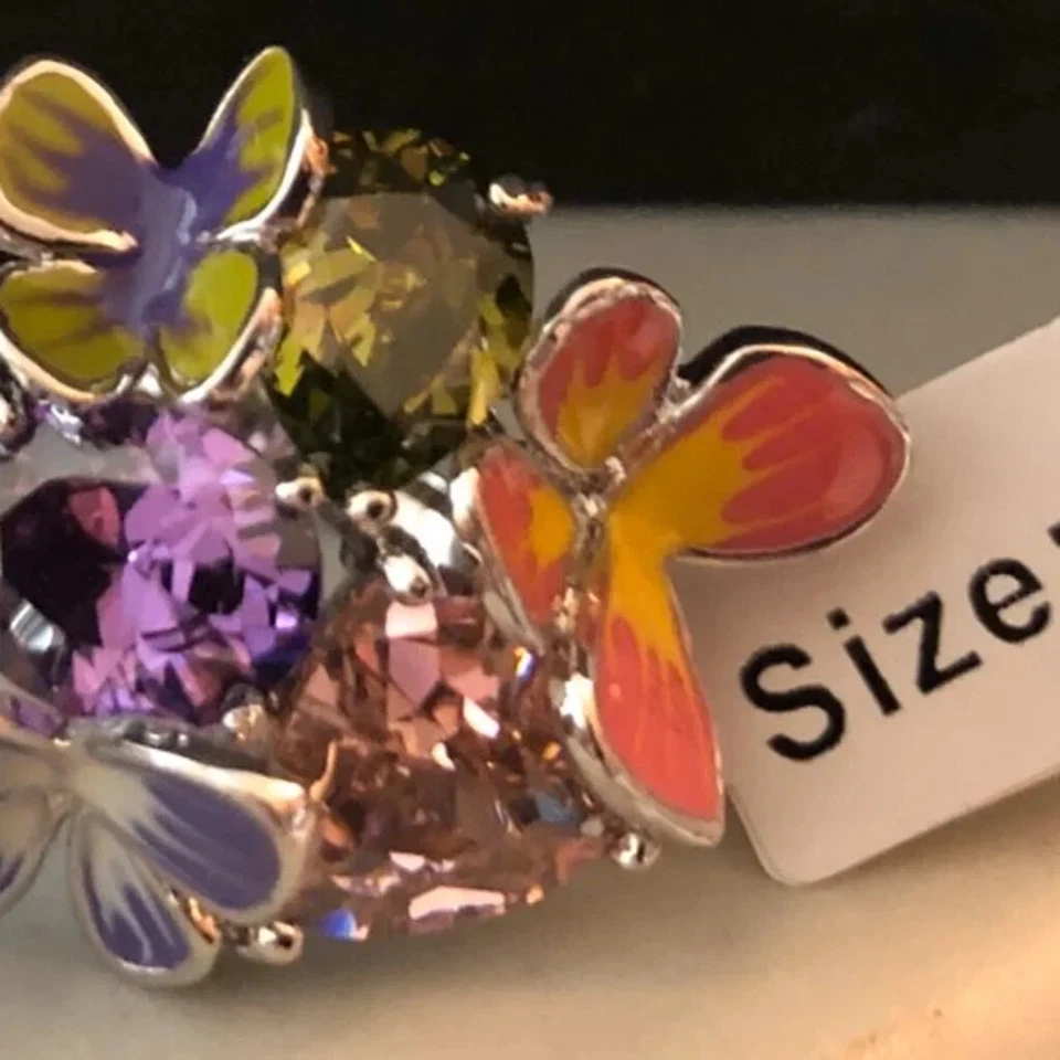 Park Lane «БАБОЧКА» кольцо - розовый, фиолетовый, зеленый CZs - размер 5 - потрясающий! - Изображение 1 из 1