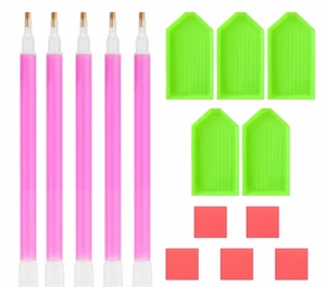 15 PCS Diamond Art Painting Pen Accessories Tools, 5 Drill Pen Grip,5 Tray,5 Glu - Picture 1 of 7