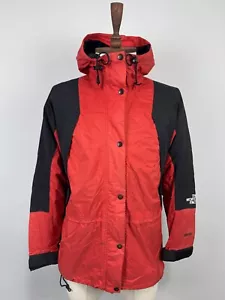 THE NORTH FACE Red Black Full Zip Snap Hooded Outdoor Hiking Jacket Sz M - Picture 1 of 24