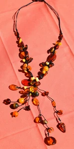 Baltic Amber Multi Gemstone Necklace with Butter, Cognac, Lemon and Honey Colors - Picture 1 of 9