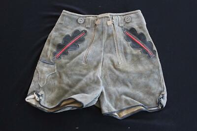 Vintage 1970'S Grigio Verde Camoscio Originale BAMBINO Lederhosen Shorts Taglia • 41.68€