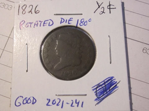 1826 U.S. Classic Head Half Cent - Good Cond. - Rotated   Lot# 2021-241 Cover
