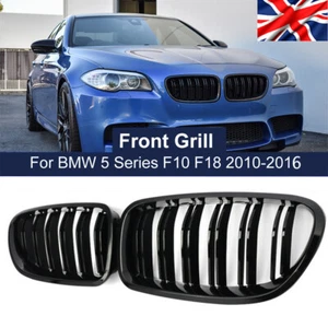 Gloss Black For 10-16 BMW F10 F11 F18 5 Series M Sport Front Kidney Grille Grill - Picture 1 of 15