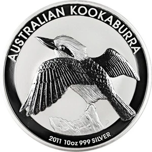 2011 $10 Australia 10 oz .999 Silver Kookaburra Brilliant Unc in Capsules - Picture 1 of 2