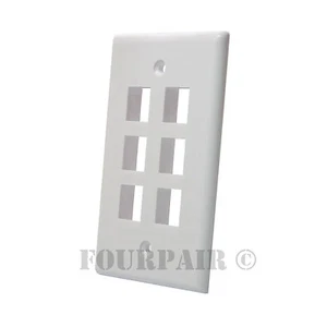 Keystone 6 Hole Port Jack Insert Flush Wall Face Plate Network CAT5e CAT6 White - Picture 1 of 1