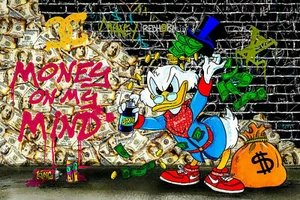 Pop Art Donald Duck Money Leinwand Bilder Wandbilder - Hochwertiger Kunstdruck - Bild 1 von 8