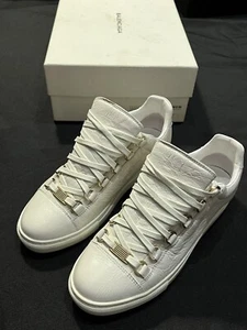 WOMENS BALENCIAGA ARENA EXTRA BLANC WHITE GOLD SHOES SNEAKERS SIZ 37 7 AUTHENTIC - Picture 1 of 24
