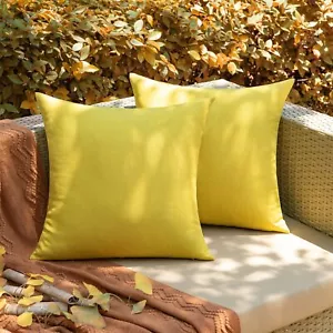 Pack of 2 Yellow Outdoor Pillows for Patio Furniture Decorative Farmhouse Lin... - Picture 1 of 6