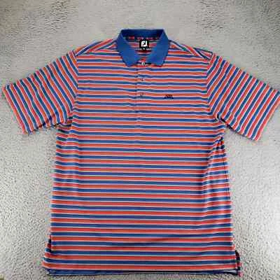 Camisa FJ Para Hombres XL Roja Rayas Manga Corta Golf Polo Aire Libre Preppy Rendimiento Foto 1 de 4