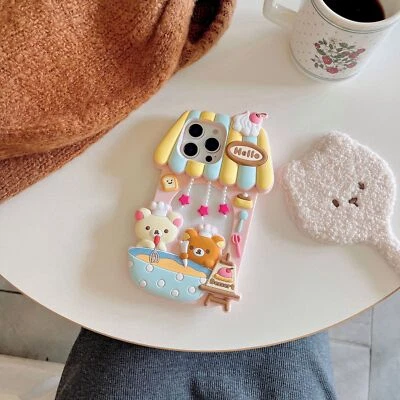 Cute Dessert House Rilakkuma Soft Case Cover For iPhone 16 Pro Max 15 14 13 Pro - Image 1 of 4