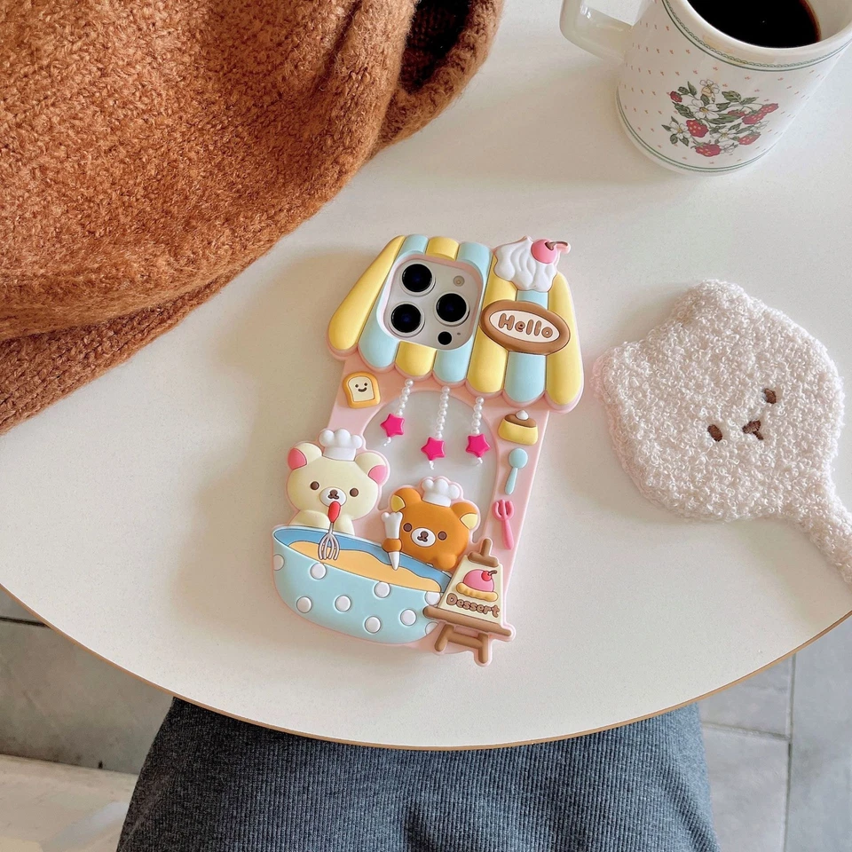 Cute Dessert House Rilakkuma Soft Case Cover For iPhone 16 Pro Max 15 14 13 Pro - Image 1 of 4