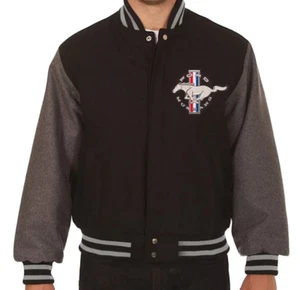 Letterman Ford Mustang Black and Charcoal All Wool Varsity Jacket - Picture 1 of 4