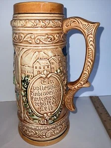 Vintage German Tavern Scene Beer Stein Ceramic tall Stein Made in Japan - Picture 1 of 6