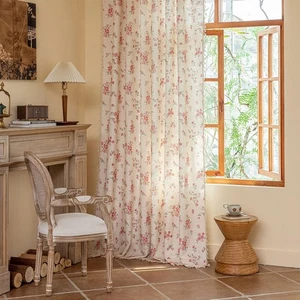 Pink Floral Curtains 84 Inches Long 2 Panels Boho Tassel Drapes Farmhouse Bed... - Picture 1 of 7
