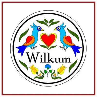 PA Dutch Hex # 16 Heart Wilkum Birds 10 DMC Colors Counted Cross Stitch Pattern - Image 1 of 4