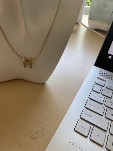 HERMÈS CIONDOLO HERMES POP H CREMA BEIGE CON COLLANA ***100% AUTENTICO***