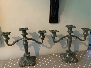 2 Vintage Antique Silver Plated Victorian Style 3 Arm Candelabra England KITSCH - Picture 1 of 13