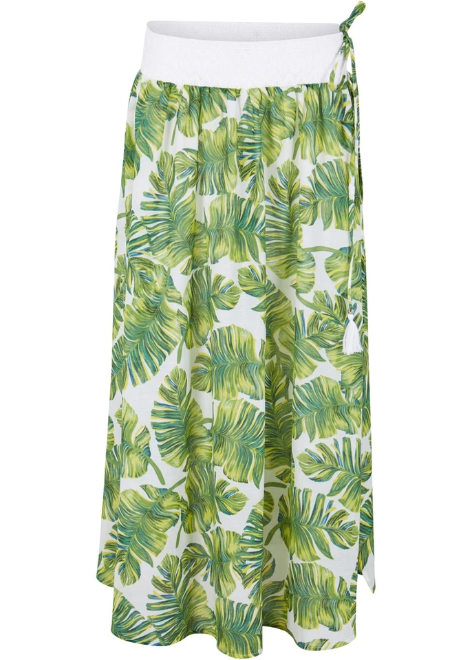 Strand Maxirock Gr. 36/38 Weiss Grün Floral Damenrock Maxi Strand-Rock Neu - Bild 1 von 1