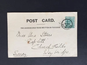 GB 1902 ST FAGANS SINGLE RING POSTMARK ON POSTCARD TO WEYBRIDGE - Picture 1 of 2