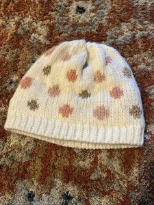 Gorro tejido invierno blanco rosa a lunares Lauren Conrad para mujer talla única - Imagen 1 de 9