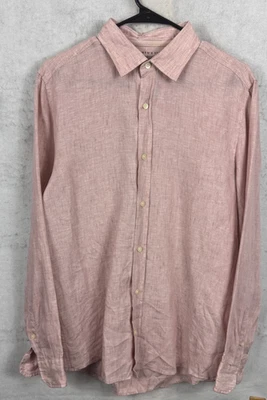 BLOOMINDALES The Mens Shop Pink 100% Linen Button Up Long Sleeve Shirt Small Top - Image 1 of 4