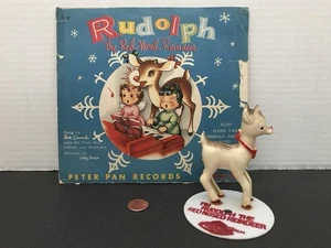 Vintage X-mas Rudolph das Rentier mit der roten Nase Bradford Schallplatte Spinner und Schallplatte - Bild 1 von 4