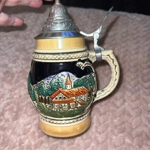 Vintage DRM German Barrel Beer Stein with Lid 7 Inch - Picture 1 of 7
