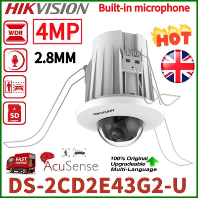 Hikvision DS-2CD2E43G2-U 4MP PoE AcuSense Built-in Mic Mini Network Dome Camera - Image 1 of 4