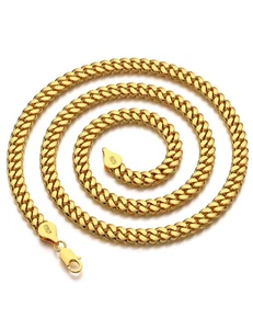 925 Sterling Silver Cuban Chain Lobster Clasp 7mm 18K Gold Over Cuban Link Cu... - Picture 1 of 7