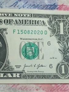 🎉2021 $1 F ATLANTA BEP F-D BLOCK BIRTHDAY NOTE AUGUST 15 2020 (F15082020D) - Picture 1 of 10
