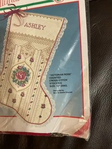 Bucilla Counted Cross Stitch Kit Christmas stocking kit Victorian Rose #82733 - Picture 1 of 3
