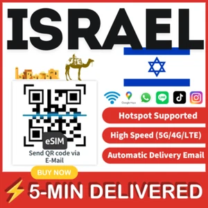 [eSIM] Izrael eSIM e-SIM karta podróżna karta SIM Tarjeta eSIM tylko dane 🛜A+ - Zdjęcie 1 z 8