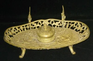 Antique French Gilded Bronze Ink Well ca.1850's - Picture 1 of 6