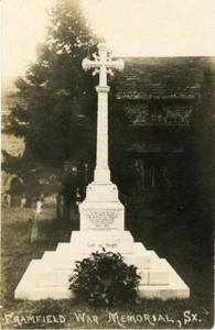 REAL PHOTOGRAPHIC POSTCARD OF FRAMFIELD WAR MEMORIAL, (NEAR EASTBOURNE), SUSSEX - Picture 1 of 2