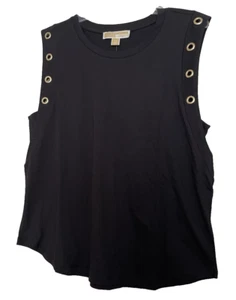 Cute!MICHAEL KORS Top Women's🎁❤️MSRP $88 Sleeveless Logo sz.M OR sz. L BlackNWT - Picture 1 of 7