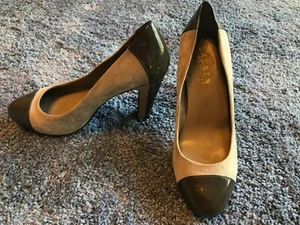 Lauren Ralph Lauren Stiletto 4" Gray Pump Suede/Leather Sz 5.5B Round T Vintage - Picture 1 of 6