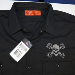 NEW NWT DICKIES SKULL & PISTONS CROSSBONES GARAGE MECHANIC RACING WORK SHIRT XXL - Picture 1 of 4