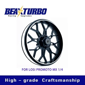 BeaxTurbo CNC Alu Front wheel hub-Blue Rocket design for losi promoto mx black - Picture 1 of 7