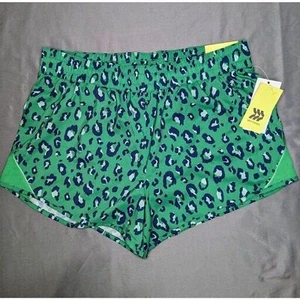 All in Motion Damen-Laufshorts grün Leopardenmuster mittelhoher Bund Small - Bild 1 von 4