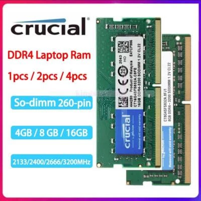 Crucial 4GB 8GB 16GB DDR4 RAM 2400 2666 3200 MHz SO-DIMM 260-Pin für Laptop Neu - Bild 1 von 4