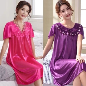 Women Night Gowns Sleepwear Nightwear Sleeping Dress Nightgown Home Dressing - Picture 1 of 16