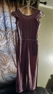 Holiday Girls Flutter Sleeve Velour Jumpsuit Dusty Pink Size Medium  - Picture 1 of 7